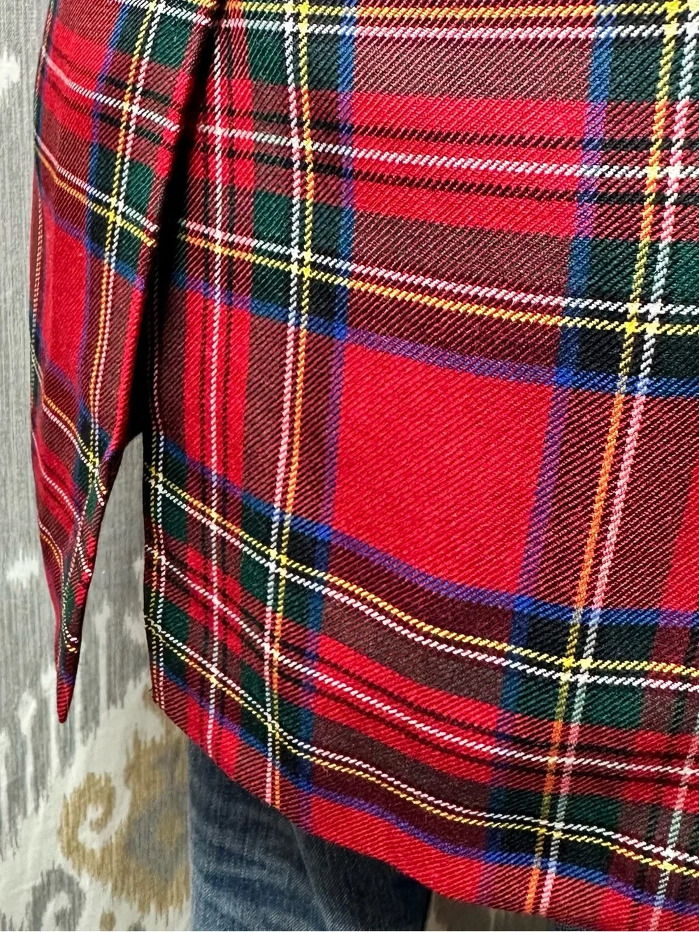 Polo Ralph Lauren Made in Italy Virgin Wool Red Tartan Plaid Blazer 40L